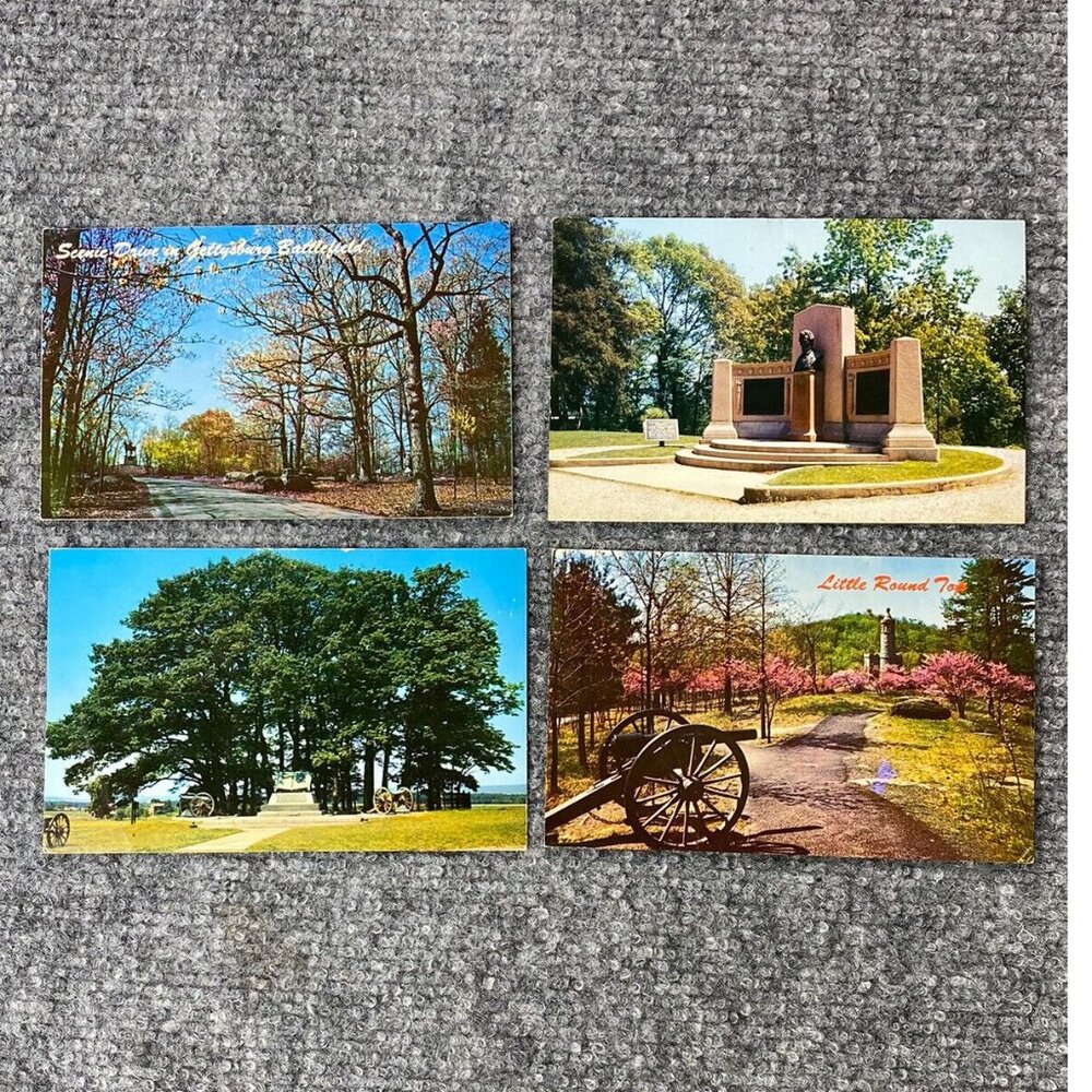 Vintage Gettysburg PA Postcard 4 Lot Battlefield Lincoln Speech Memorial Round